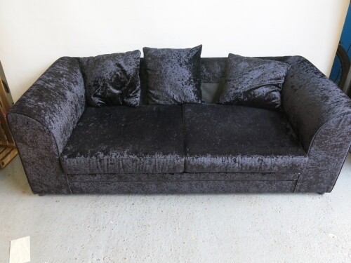 Black Crushed Velour 2 Seater Sofa