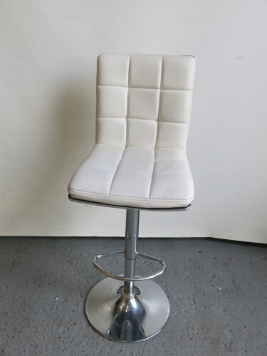 White Faux Leather Padded Height Adjustable Stool.