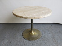 Round Marble Top Table on Brass Effect Trumpet Style Base