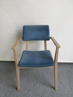 Blue Crushed Velour Chair on Wooden Painted Frame