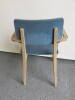 Blue Crushed Velour Chair on Wooden Painted Frame - 4