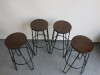 4 x Metal Framed Stools with Wooden Seat - 2