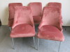 5 x Dunelm Salmon Crushed Velour Chairs with Pleated Back.