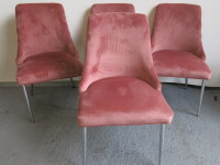 4 x Dunelm Salmon Crushed Velour Chairs with Pleated Back.