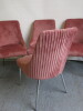 4 x Dunelm Salmon Crushed Velour Chairs with Pleated Back. - 3