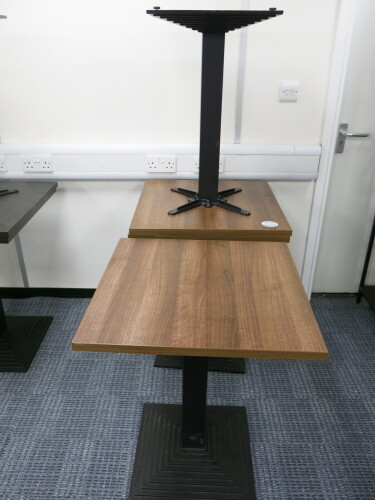 3 x Light Wood Table Tops on Black Cast Metal Base