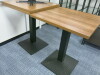 3 x Light Wood Table Tops on Black Cast Metal Base - 3