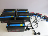 5 x Batteries Model NIU Energy 60B2/26AH with 3 x Dual Charger Converters.NOTE: batteries appear to have charge but sold with condition as viewed.