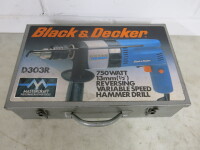 Black & Decker Variable Speed Hammer Drill, Model D303R, 750Watt. Comes in Metal Carry Case & Appears Little Used.