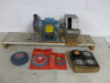 Black & Decker Power Centre Bench Grinder, Model D111. Comes with Quantity of Wire Wheel Brush Sections & 5 Assorted Sized Grinding Wheels.