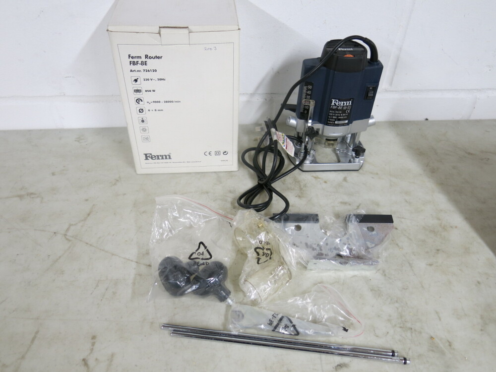 Ferm Router, Model FBF-8E. Comes in Original Box & Appears New.