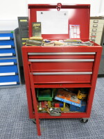 Lockable Mobile Tool Chest with Lift-Up Top, 2 Draws & Base Compartment Containing Quantity of Assorted Tap & Die Tooling, Spanners, Impact Driver & More (As Pictured/Viewed).