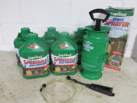 5 x 5L Cuprinol Forest Green Sprayable Fence Treatments (3 x Sealed, 2 x Part Used) & 5L Cuprinol Sprayer in Box.