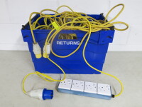 4 x 110v Extension Leads & 240v 4 Socket Plug.