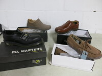 4 x Pairs of Men's Size 8 Footwear to Include: Dr Martins Steel Toe Cap Shoes, 2 x Pairs of Casual Slip On Shoes & Pair of Response Suede Slippers.