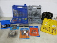 12 x Assorted Drill Bit Sets to Include: 1 x DeWalt Quick Change Drill & Drive Accessory Set, 1 x Black & Decker Piranha Strong Box, 1 x Set of Bosch Drill Bits in Carry Case, 1 x Unbranded Wood Drill Accessory Kit in Carry Case, 2 x Bi Torsion Rapidaptor