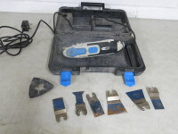 Mac Allister 220W Multi Tool in Case with Assortment of Cutters & Manual.