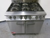 Falcon Gas 6 Ring 2 Door Cooking Range On Castors, Model G3101 with Falcon Salamander Gas Grill, Model G3532. Size, Total Height 174 x W90 x D80cm. - 3