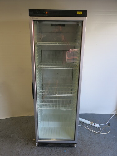 Derby Single Glass Door Upright Display Fridge, Model SC45IVSTIB, Size H184 x W60 x D60cm.