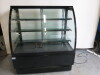 Sterling Pro Curved Glass Illuminated Hot Display, Model EVOHOT120V, S/N 201947606G, DOM 07/2019, with 3 Glass Shelves & 2 Sliding Doors. Size H135 x W120 x D75cm.