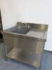 Stainless Steel Single Bowl Sink with Stainless Steel Splashback, Lever Taps & Part Shelf Under, Size H90 x W100 x D80cm. - 5