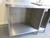 Stainless Steel Prep Table with Single Bowl Sink, Stainless Steel Splashback, Lever Taps & 2 Shelves Under (1 Adjustable), Size H90 x W120 x D70cm. - 2