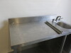 Stainless Steel Prep Table with Single Bowl Sink, Stainless Steel Splashback, Lever Taps & 2 Shelves Under (1 Adjustable), Size H90 x W120 x D70cm. - 3