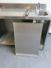 Stainless Steel Prep Table with Single Bowl Sink, Stainless Steel Splashback, Lever Taps & 2 Shelves Under (1 Adjustable), Size H90 x W120 x D70cm. - 6