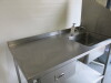 Stainless Steel Single Bowl Sink with Stainless Steel Splashback, Taps, Drawer & Shelf Under, Size H90 x W135 x D70cm. - 2