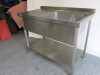 Stainless Steel Single Bowl Sink with Stainless Steel Splashback & Shelf Under, Size H90 x W120 x D65cm. - 2