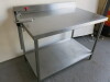 Stainless Steel Prep Table with Splashback, Shelf Under & Bonzer Can Opener, Size H90cm x W120 x D75cm. - 2