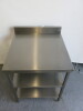 Stainless Steel Prep Table with Splashback & 2 Shelves Under, Size H90 x W75 x D80cm. - 2