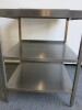 Stainless Steel Prep Table with Splashback & 2 Shelves Under, Size H90 x W75 x D80cm. - 3