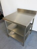 Stainless Steel Prep Table with Splashback & 2 Shelves Under, Size H90 x W75 x D80cm. - 4