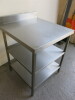 Stainless Steel Prep Table with Splashback & 2 Shelves Under, Size H90 x W75 x D80cm. - 5