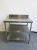 Stainless Steel Prep Table with Splashback & 2 Shelves Under, Size H90 x W90 x D75cm.