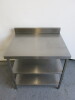 Stainless Steel Prep Table with Splashback & 2 Shelves Under, Size H90 x W90 x D75cm. - 2