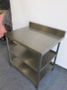 Stainless Steel Prep Table with Splashback & 2 Shelves Under, Size H90 x W90 x D75cm. - 4