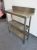 Stainless Steel Prep Table with Splashback & 2 Shelves Under, Size H90 x W80 x D35cm. - 2