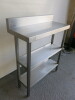 Stainless Steel Prep Table with Splashback & 2 Shelves Under, Size H90 x W80 x D35cm. - 3