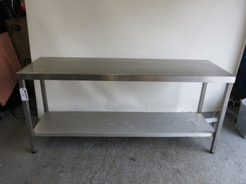 Stainless Steel Prep Table with Removable Shelf Under, Size H85 x W192 x D61cm.