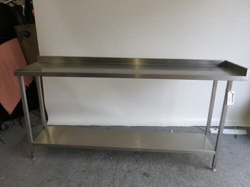 Stainless Steel Prep Table with Part Splash Back & Shelf Under, Size H95 x W189 x D45cm.