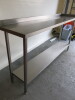 Stainless Steel Prep Table with Part Splash Back & Shelf Under, Size H95 x W189 x D45cm. - 2