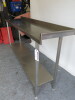 Stainless Steel Prep Table with Part Splash Back & Shelf Under, Size H95 x W189 x D45cm. - 3