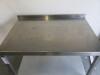 Stainless Steel Prep Table with Part Splash Back & Removable Shelf Under, Size H85 x W114 x D76cm. - 2