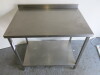 Stainless Steel Prep Table with Part Splash Back & Shelf Under, Size H90 x W100 x D70cm. NOTE: missing foot. - 2