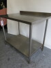 Stainless Steel Prep Table with Part Splash Back & Shelf Under, Size H90 x W100 x D70cm. NOTE: missing foot. - 3