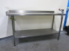 Stainless Steel Prep Table with Part Splash Back with Shelf Under & Bonzer Can Opener, Size H90 x W160 x D60cm. - 2