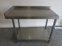 Stainless Steel Prep Table with Part Splash Back & Shelf Under, Size H75 x W90 x D50cm.