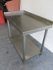 Stainless Steel Prep Table with Part Splash Back & Shelf Under, Size H75 x W90 x D50cm. - 2